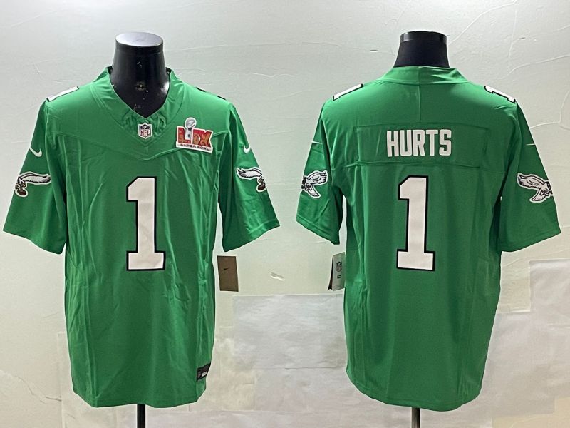 Men Philadelphia Eagles #1 Hurts Green three generations 2025 Nike Vapor Limited NFL Jersey style 27